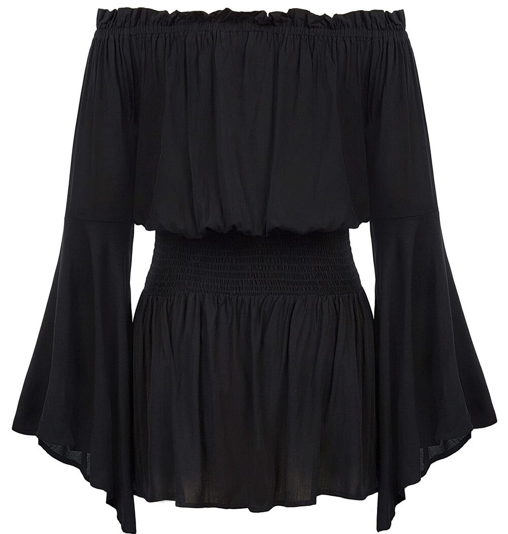 1450 Plus Size Renaissance Blouse Off Shoulder Trumpet Sleeve Peasant Tops